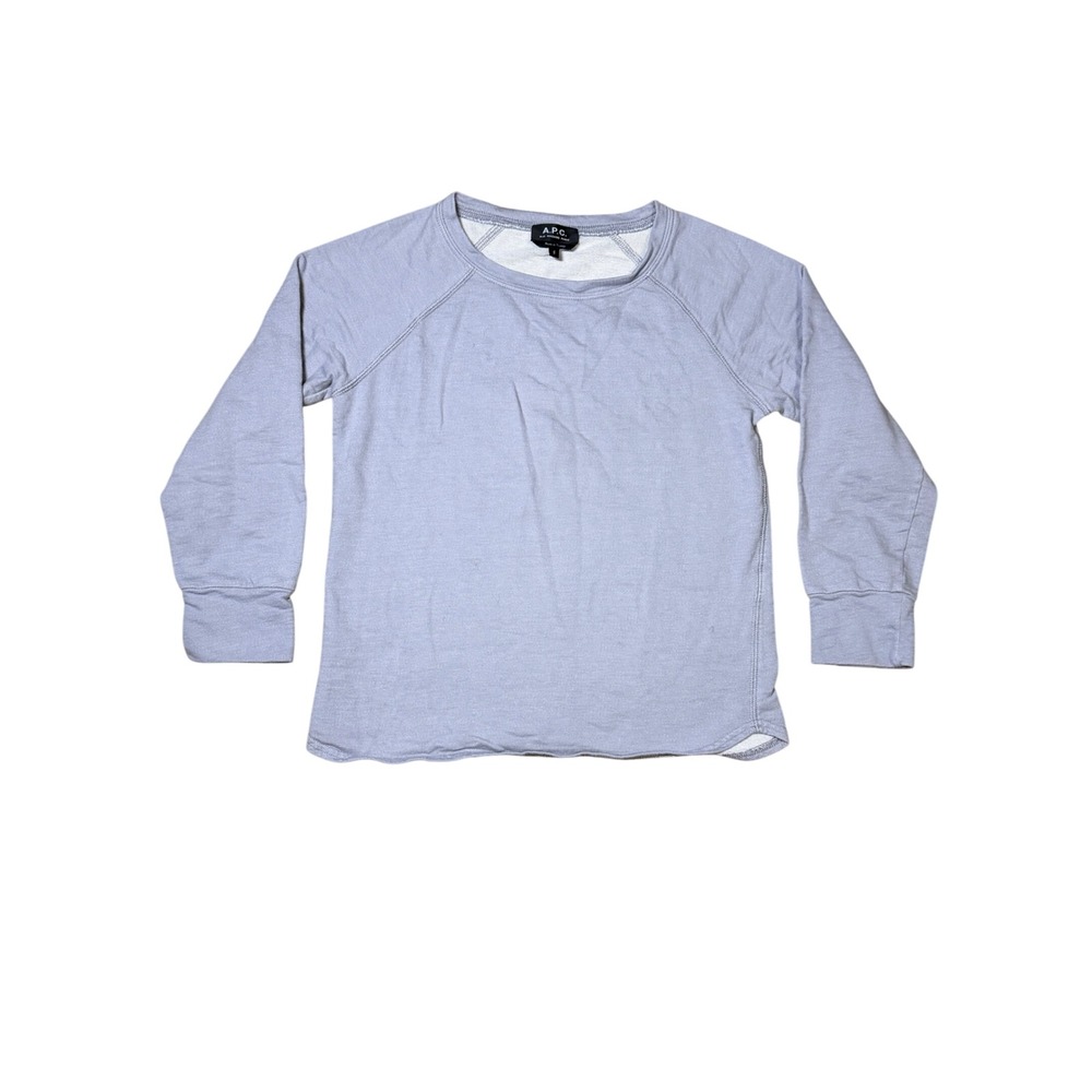 APC Rue Madame Paris Women Raglan Sweatshirt Lavender Purple Cotton Size S